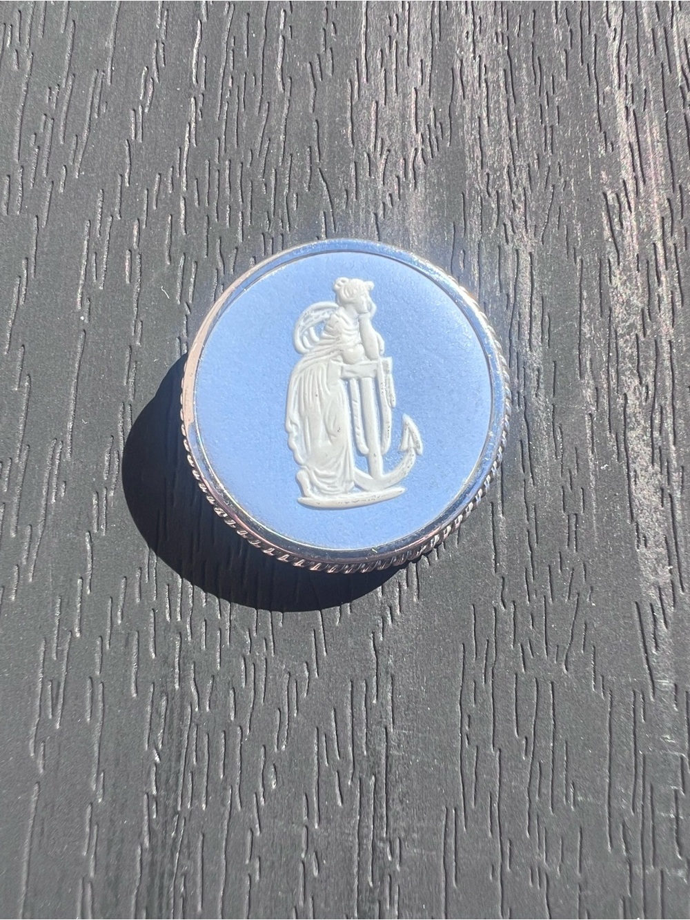 Wedgwood “Hope and Anchor” Blue Jasperware Brooch/Pendant